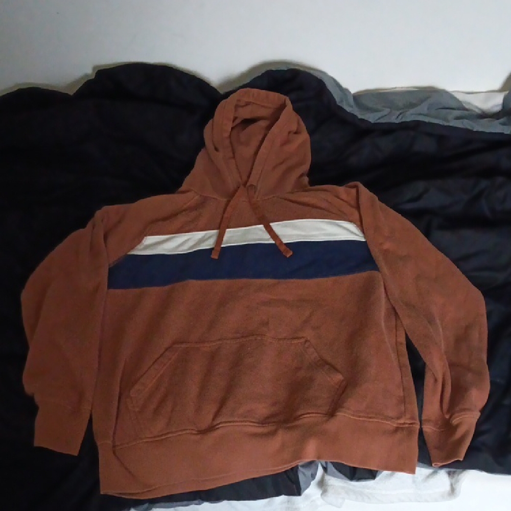 Men's Brown and Blue Hoodie
